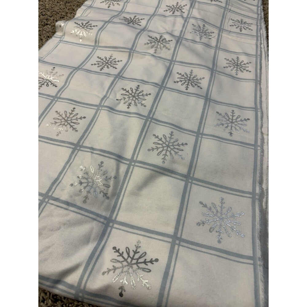Joann Flannel Fabric Winter Cottagecore Snowflake Plaid 16Y Blue White